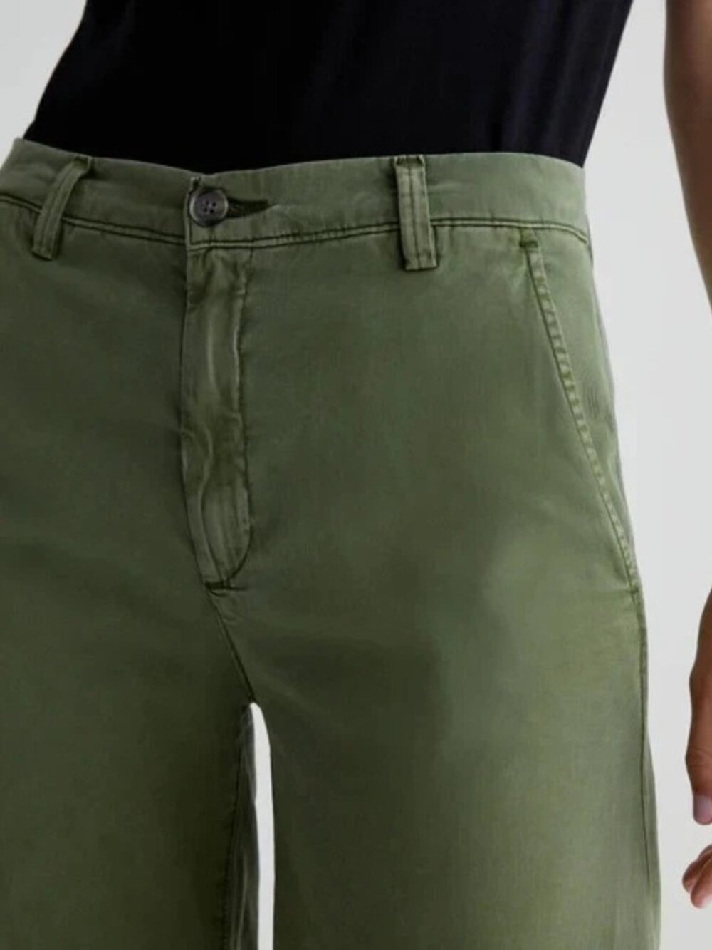 New AG CADEN WIDE LEG Tailored Fit Pants High Rise Chino Trouser Sulfur Green 32 - Picture 3 of 11